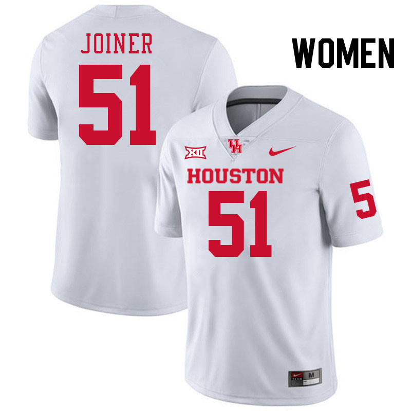 Women #51 Derek Joiner Houston Cougars College Football Jerseys Stitched-White